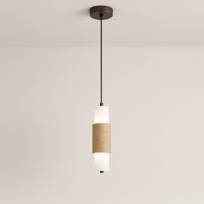 Luminária Pendente Moderna Minimalista LED Travertino Acrílico Risti - Ø8x30cm / Branco Frio (6500K) - ORNE™