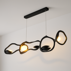 Luminária Pendente Moderna Minimalista LED Metal Electra - 125cm / Preto e Dourado / Branco Quente (3000K) - ORNE™