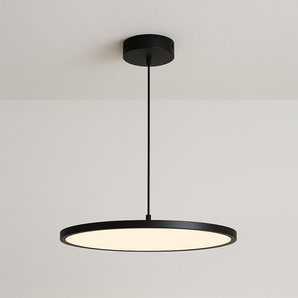 Luminária Pendente Moderna Minimalista LED Metal Flusso - Preto / Ø30cm / Branco Quente (3000K) - ORNE™