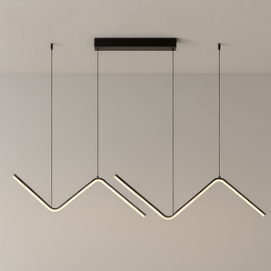 Luminária Pendente Moderno Minimalista LED Metal Zigzag - Preto / 90cm / Branco Quente (3000K) - ORNE™