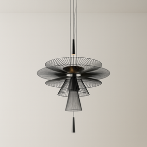 Luminária Pendente Moderna Minimalista Metal LED Sandy - Ø86cm / Preto / Branco Quente (3000K) - ORNE™