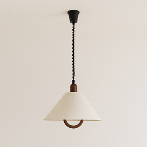 Luminária Pendente Moderna Minimalista Tecido Maore - Ø45x42cm / Tecido, Madeira e Alumínio - ORNE™