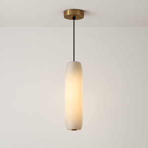 Luminária Pendente Moderna Minimalista Mármore Basto - Mármore e Latão / Ø7x38cm - ORNE™