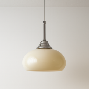 Luminária Pendente Moderna Minimalista Vidro Metal Calizze - Branco e Cromado / Ø20x24cm / Branco Quente (3000K) - ORNE™