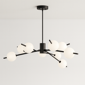 Luminária Pendente Moderno Minimalista Globos Vidro Lenny - 12 lâmpadas / Preto / G9 - ORNE™