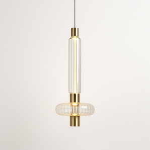 Luminária Pendente Moderna Minimalista LED Vidro Mira - Ø21x63cm / Dourado - ORNE™