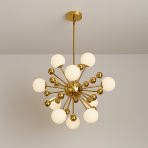 Luminária Pendente Moderna Minimalista Metal Zaniffi - Dourado e Branco / Ø60cm / 11 Lâmpadas - ORNE™