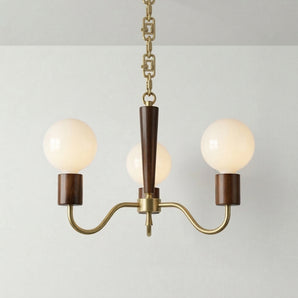 Luminária Pendente Moderno Retrô Vintage Madeira Nogueira Metal Globos Dinant — ORNE