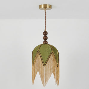 Luminária Pendente Retrô Minimalista Metal Madeira Tecido Saline — ORNE