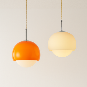 Luminária Pendente Moderna Minimalista Metal Vidro Nore - Bege / Ø23x21cm - ORNE™