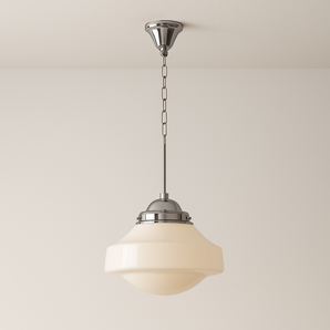 Luminária Pendente Moderna Minimalista Vidro Rigee - Ø38x55cm / Cromado - ORNE™