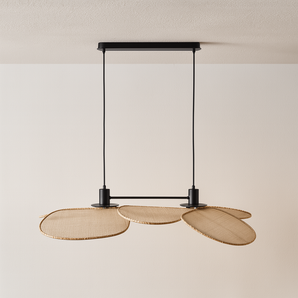 Luminária Pendente Moderna Minimalista Vime Ottz - Vime e Alumínio / 2 Lâmpadas - ORNE™