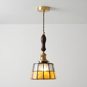 Luminária Pendente Tiffany Clássico Retrô Vintage Madeira Vidro Dolo — ORNE