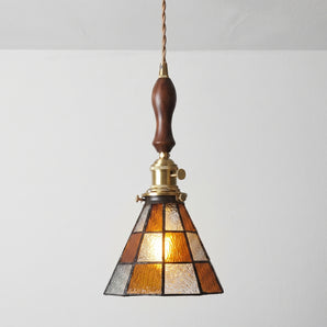 Luminária Pendente Tiffany Retrô Vintage Clássico Vidro Madeira Sicilia — ORNE