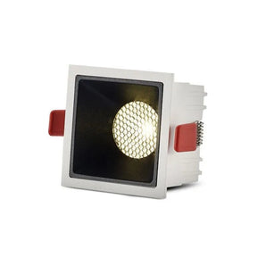 Luminária Spot Embutir Moderno Recuado Grade Antiofuscante LED Ghost - Branco Quente (3000K) / 7W / Preto / Metal - ORNE™