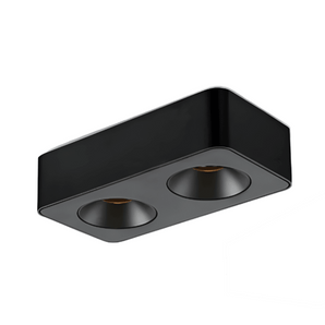 Luminária Spot Sobrepor Moderno Minimalista Retangular Recuado Antiofuscante LED Donni - Preto / Branco Quente (3000K) / 2x7W - ORNE™
