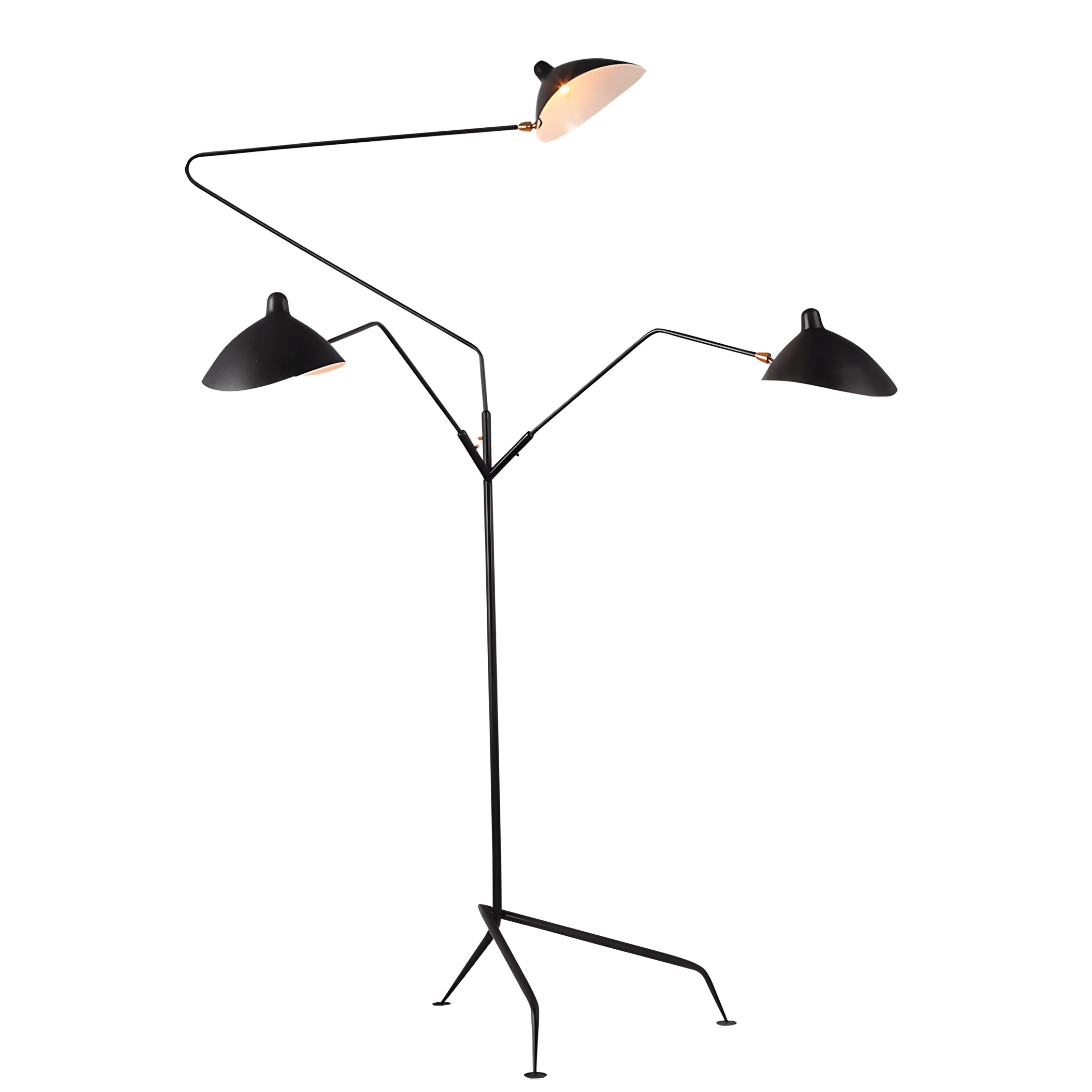 Luminária de Piso Moderna Minimalista Articulada Metal Preto Mouille - 205cm / Preto / Metal