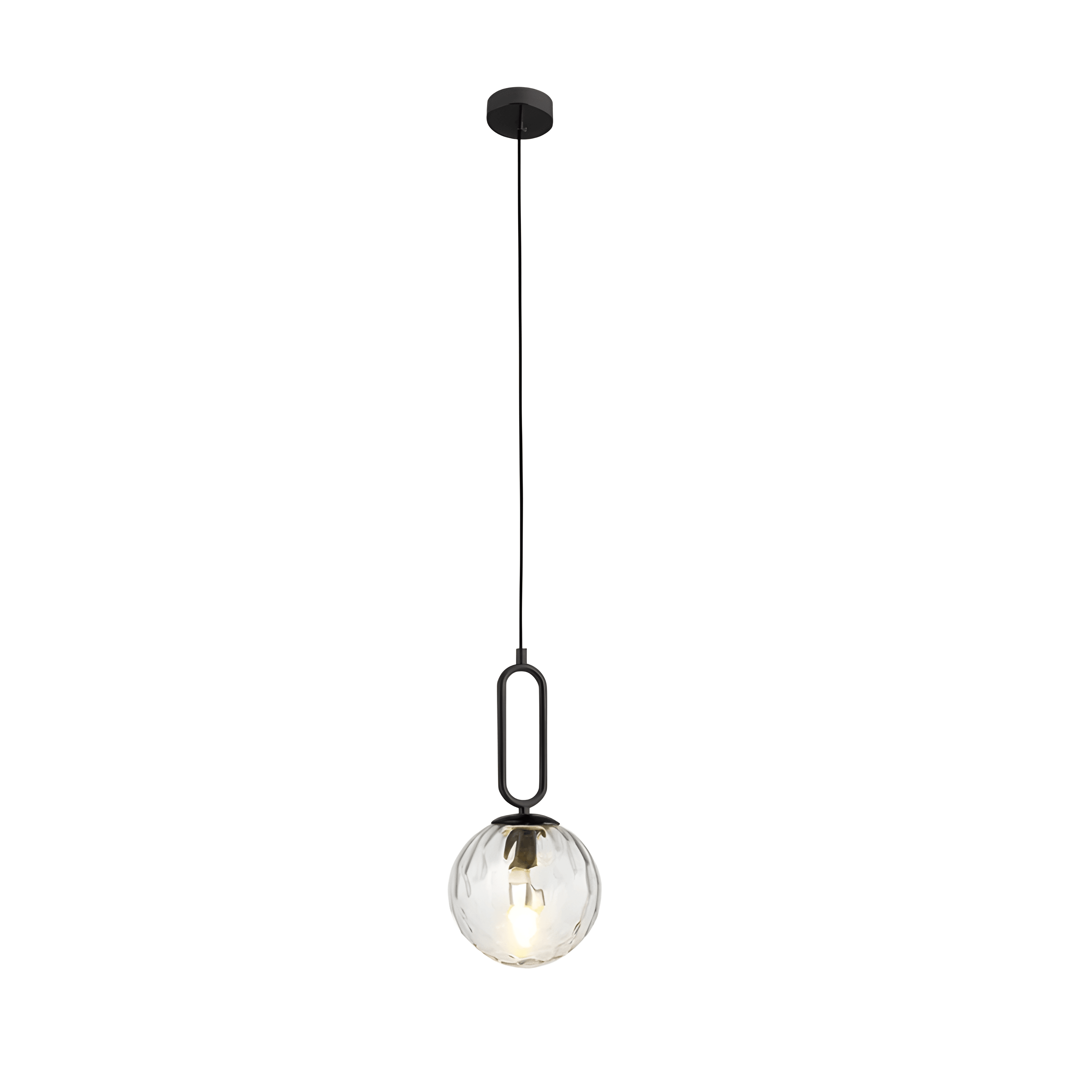 Luminária Pendente Moderna Minimalista Globo Bola Vidro Cutt - Preto e Incolor / Branco Quente (3000K)