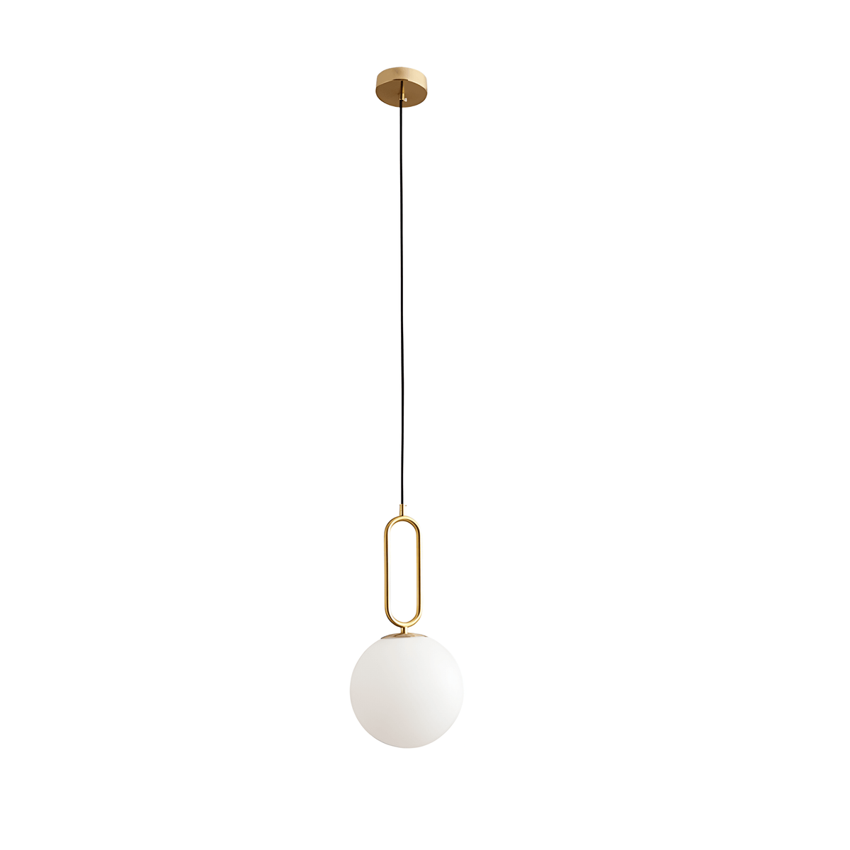 Luminária Pendente Moderna Minimalista Globo Bola Vidro Cutt - Dourado e Branco / Branco Quente (3000K)