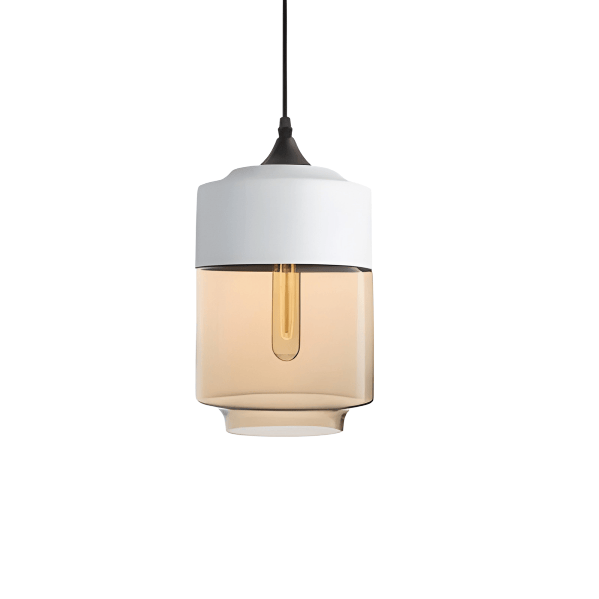 Luminária Pendente Moderna Minimalista Vidro Grace - Preto e Incolor / Ø12cm / Bulbo ou Filamento LED