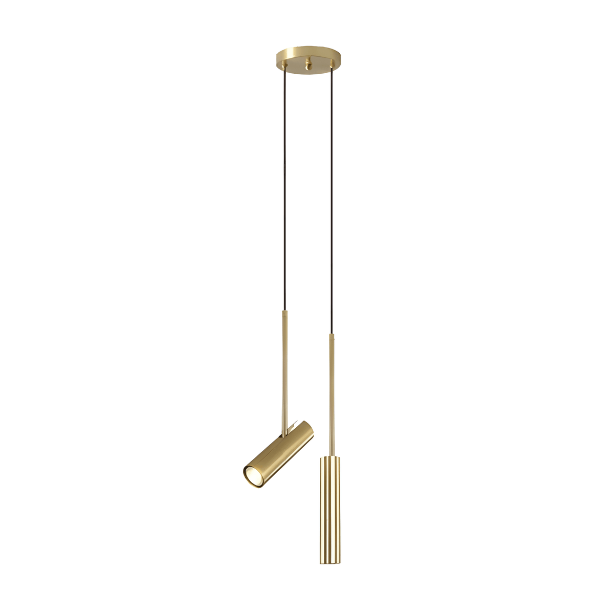 Luminária Pendente Moderna Minimalista Metal Dole - Dourado / 2 lâmpadas / Branco Quente (3000K)