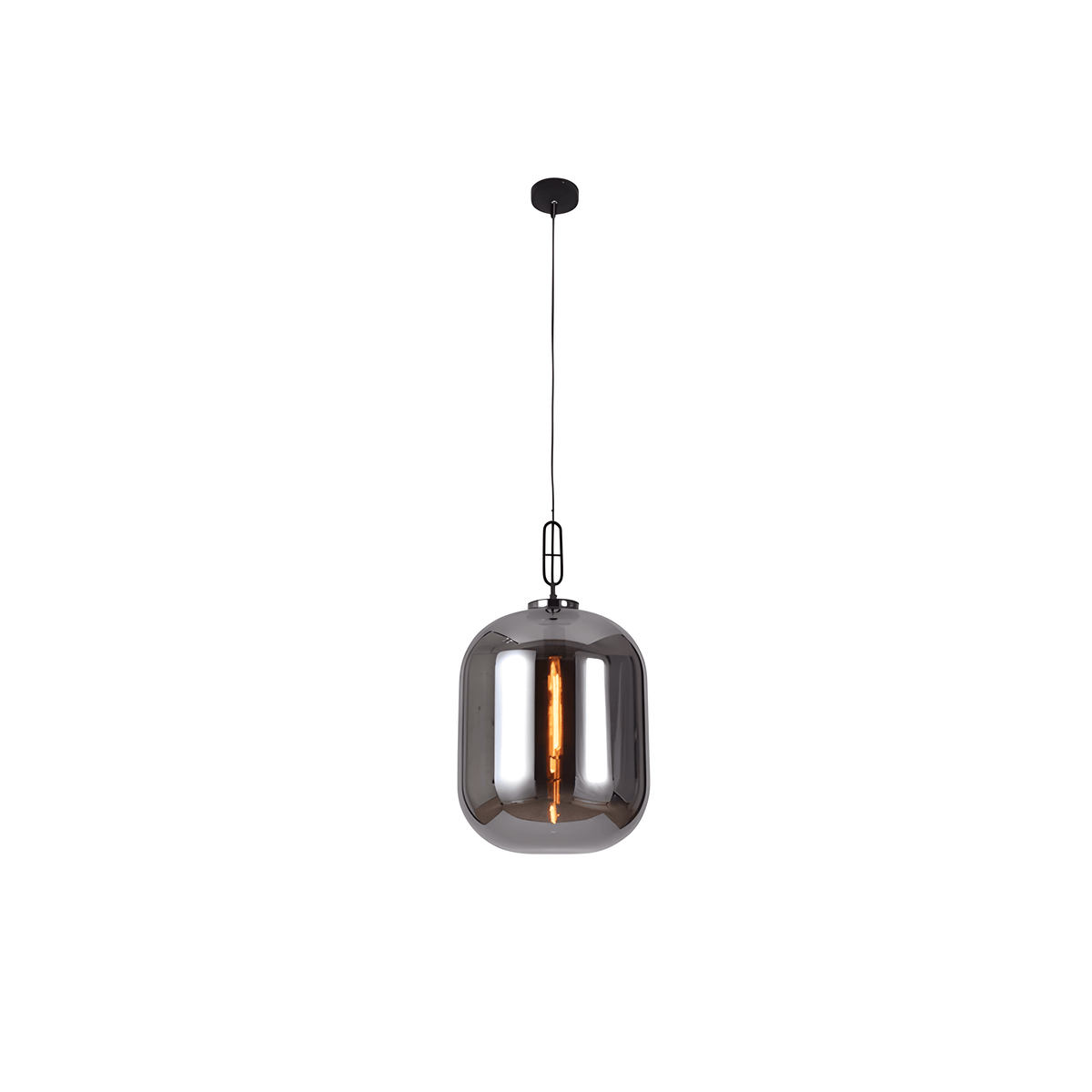 Luminária Pendente Moderna Minimalista Metal Vidro Khao - Fumê / Ø24,5cm