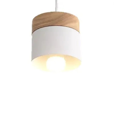 Luminária Pendente Moderna Minimalista Madeira Hap - Branco