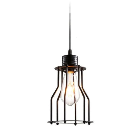 Luminária Pendente Moderno Industrial Retrô Aramado Mezzi - Preto / Ø15cm