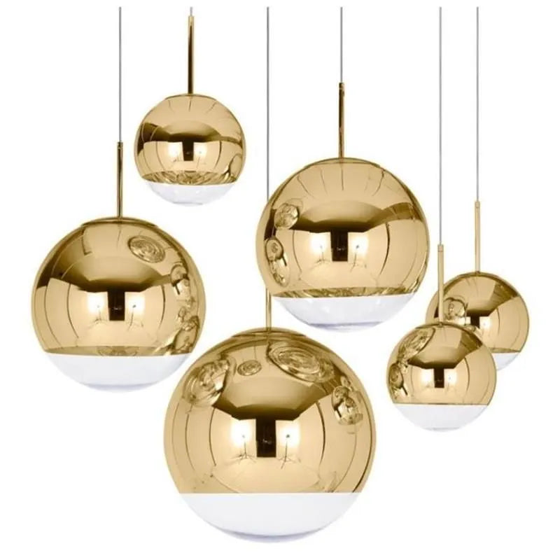 Luminária Pendente Moderno Minimalista Globo Bola Vidro Orb - Dourado / 15cm