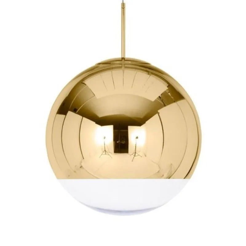 Luminária Pendente Moderno Minimalista Globo Bola Vidro Orb - Dourado / 15cm