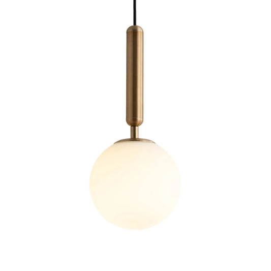 Luminária Pendente Moderno Minimalista Metal Bola Globo Vidro Aytone - Dourado / Ø15cm / Branco Quente (3000K)